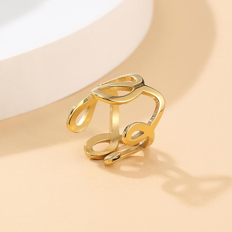 Elegant Gold Hollow Stainless Steel Adjustable Fashion Ring