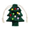 Christmas Tree Hanging Ornaments Drawstring Gift Bag, Plush Pom Bell Small Trinket Bags with Ornament, Reusable Candy Pouch Decor for Holiday