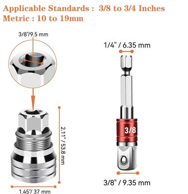 Evrensel Elektrikli Anahtar Lokma Dönüştürücü Standart 3/8-3/4'' 10 ila 19mm Süper Lokma Çok Fonksiyonlu Drive Anahtar Aleti İçin Uygundur