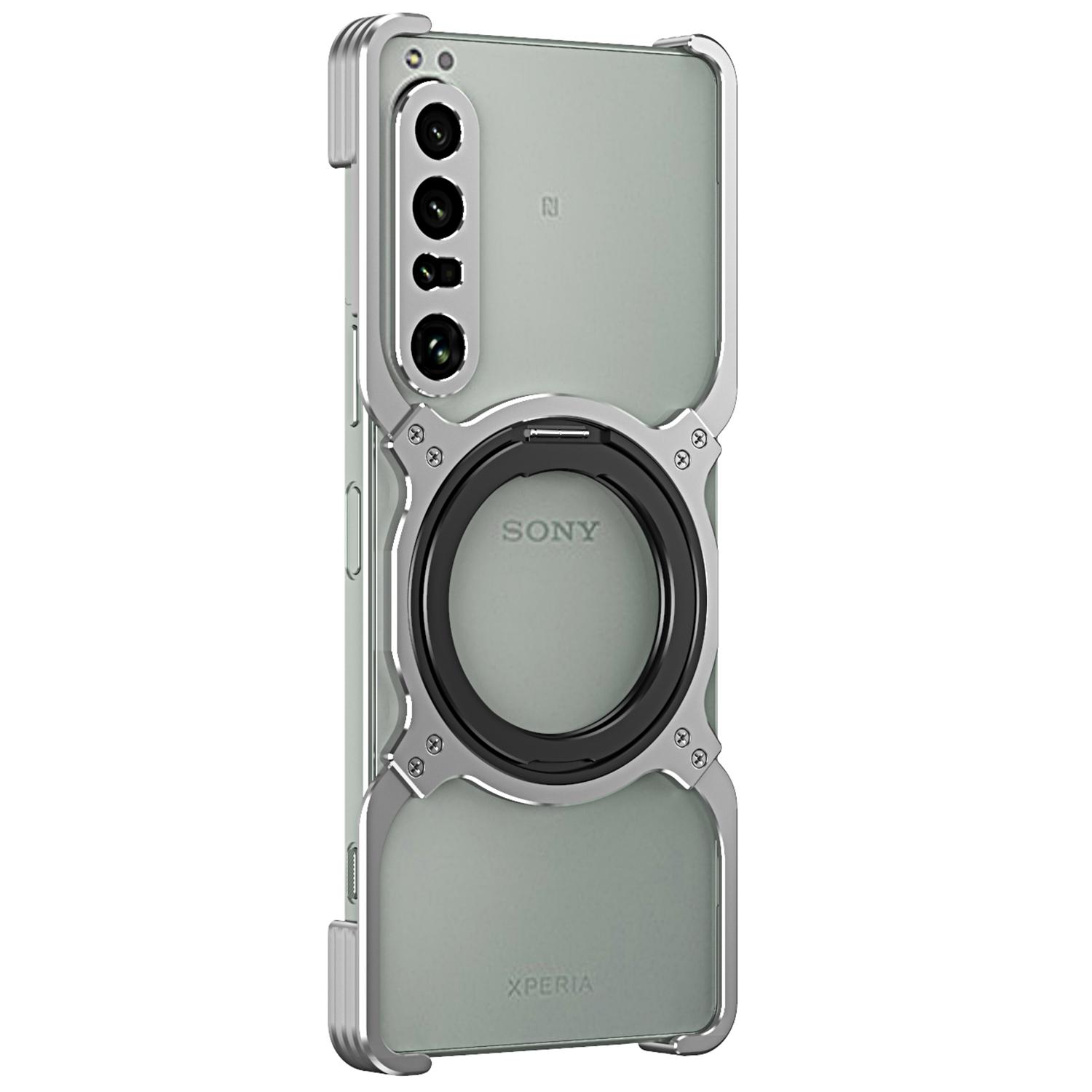 

Для Sony Xperia 1 IV 5G чохол із підставкою, металевий бампер і магнітна кришка телефону D