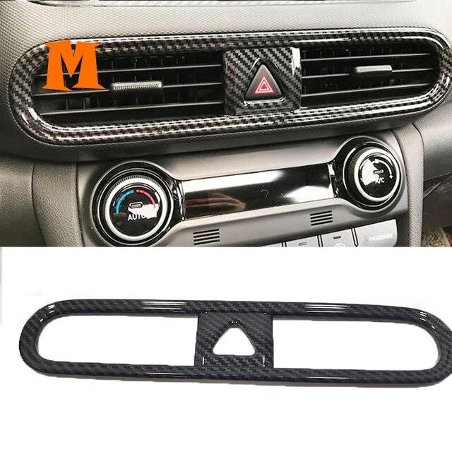 ABS Carbon Fiber for Hyundai Kona Kauai Encino 2017 2018   Car Window Lift Door Armrest Glass Button Switch Accessories