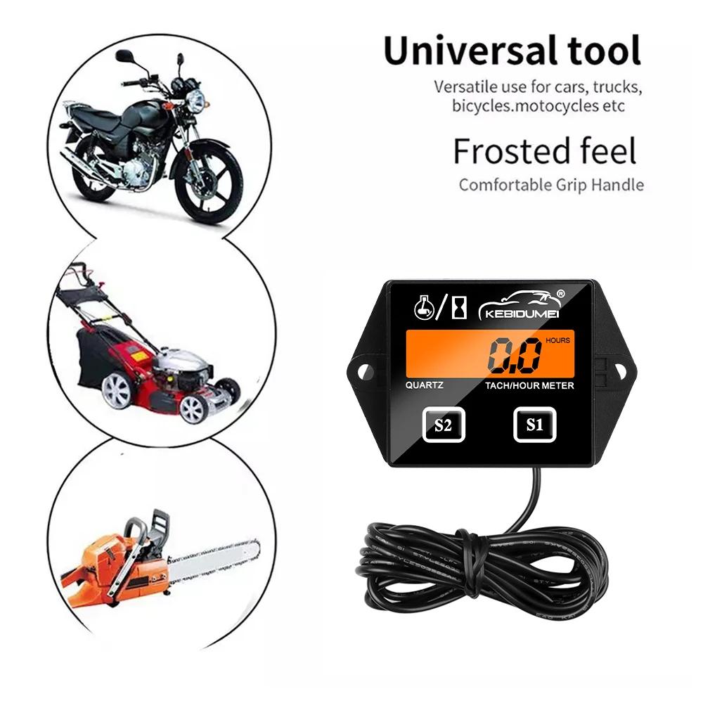 Backlight Digital Engine Tach Hour Meter Replacement Battery Tachometer Gauge Engine Rpm for Motorcycle ATV Stroke Engine Boat