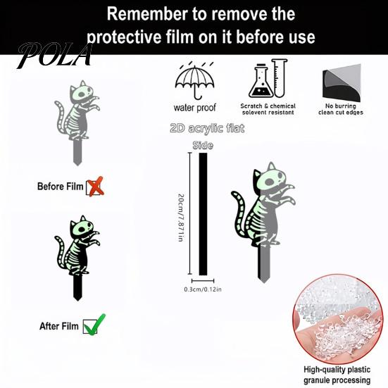 Luminous Outdoor Halloween Decorations Skeleton Cat Garden Stake, Glow in The Dark Ornament, Spooky Black Lawn Decor Acrylic Yard Art Stake