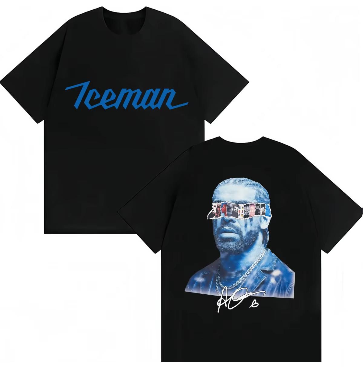 Rapper Drake Iceman Album Cover T-shirt Blue Iceman Men Women Hip Hop Fashion T Shirt Oversized Lightweight Breathable and Comfortable Clothes 4XL