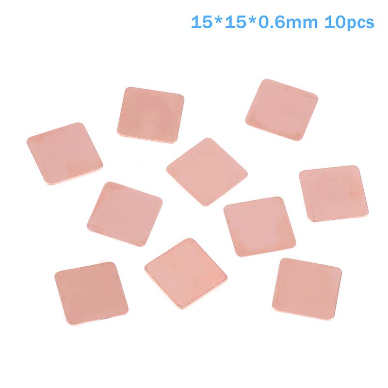 10Pcs 0.1/0.3/0.4/0.6Mm Thickness Laptop Copper Sheet Plate Strip Shim Thermal Pad Heatsink Sheet For Gpu Cpu Chip Ram Cooling
