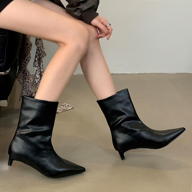 Fashion Winter Fashion Pointed Toe Women Ankle Boots Thin Low Heels Ladies Shoes Casual Party Pumps Short Modern Botas Para Mujer