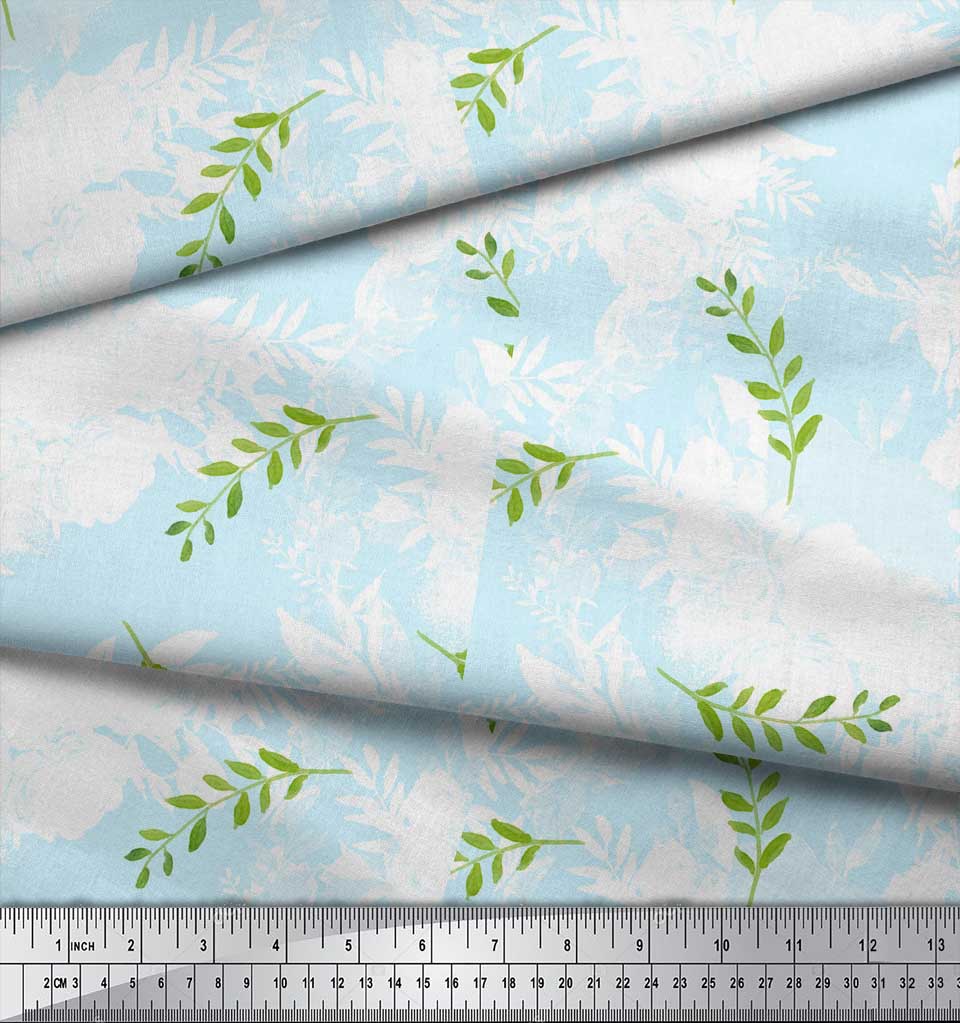 Soimoi Purple Poly Crepe Fabric Pecan Leaves Fabric Prints By Metre 42 Inch