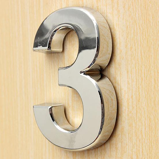 Digit Polished Number Sticker Plated Plate Pattern Nickel Sign Number Decal for Hotel