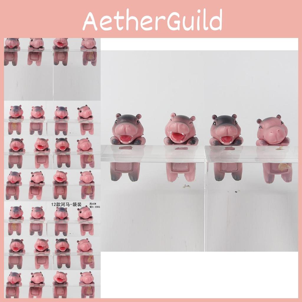 Adorable Pvc Hippo Toy Model Car Decoration Blind Box Collectible Figure Set