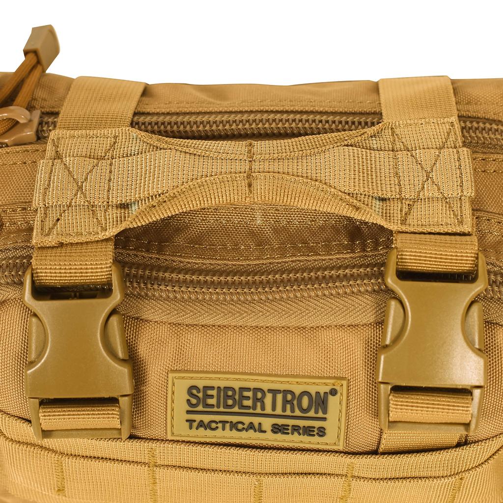 Seibertron Multifunctional Bag MOLLE Khaki 4-Way (Crossbody, Waist, Front, Hand) Compatible, Casual, Outdoor, Military, Waterproof,