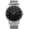 [BUREI] Herrenuhr - Schlicht, Stilvoll, Beliebte Marke, Ultradünn, Leicht, Analoge Uhr, Business, Wasserdicht, Quarz, Silber-Schwarz