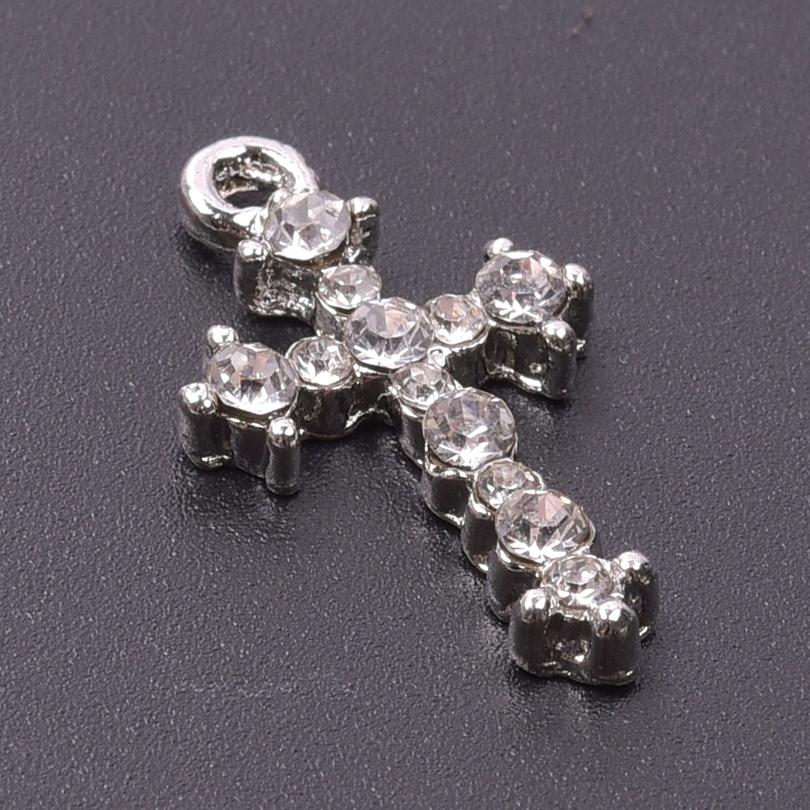 5pcs Rhinestone Cross Pendant Charms For Jewelry Making Supplies DIY Necklace Christ Accessories Crystal Charm Handmade Material