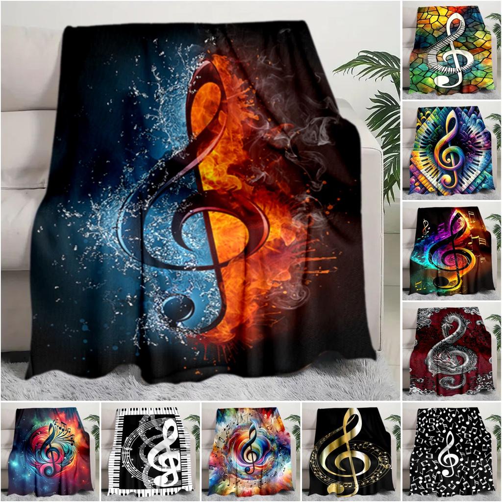 1PC Musical Symbols Music Printed Blanket, All Season Lightweight Home Office Outdoor Nap Multifunctional Blanket A19