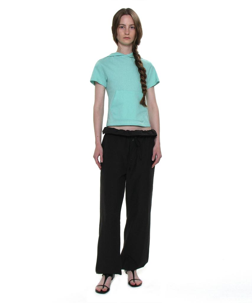 PARTIMENTO WOMEN Two-Way Frill Turnover Waist Pants_Black