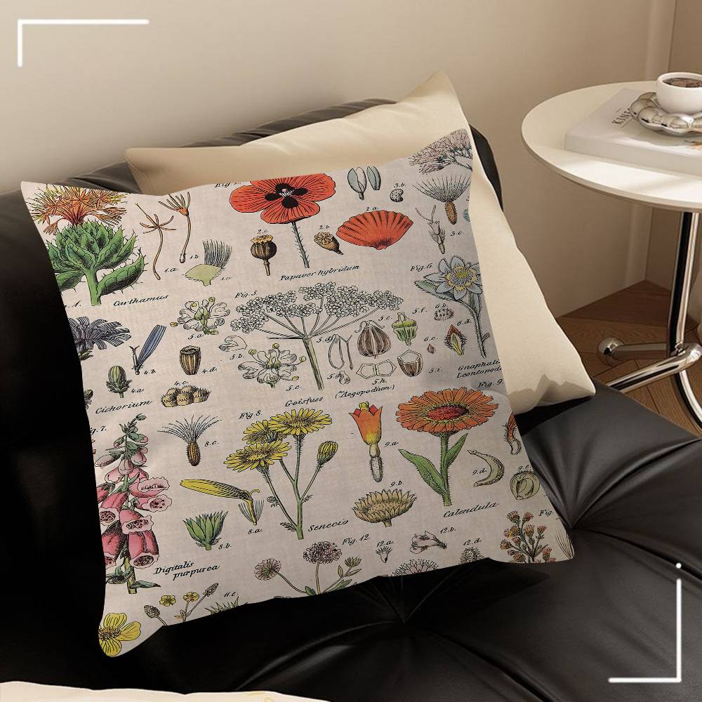 Vintage Classic Wall Art Plants Mushroom Medicine Pillow Cover For Bedroom Room And Living Room Sofa Decorative Cushion Cover