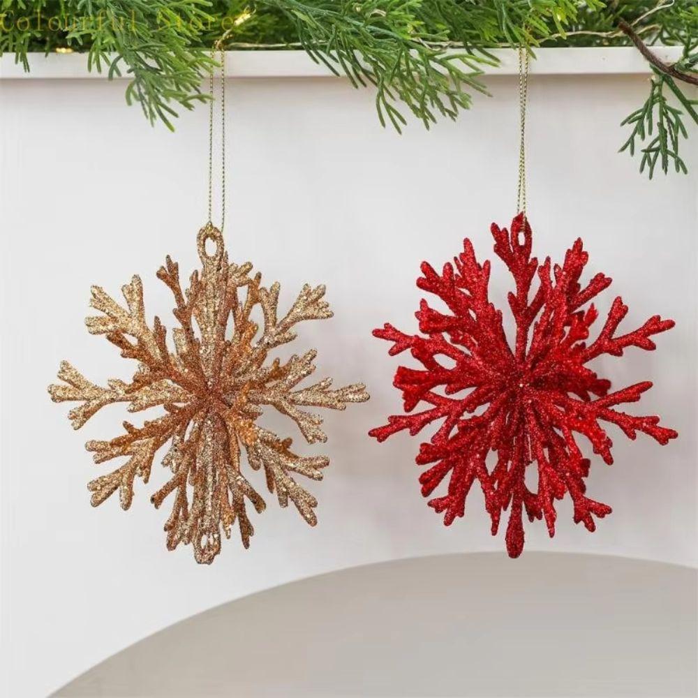 Glitter Finish Snowflake Hanging Ornament 3D Design Glitter Snowflake Decoration Home Decor