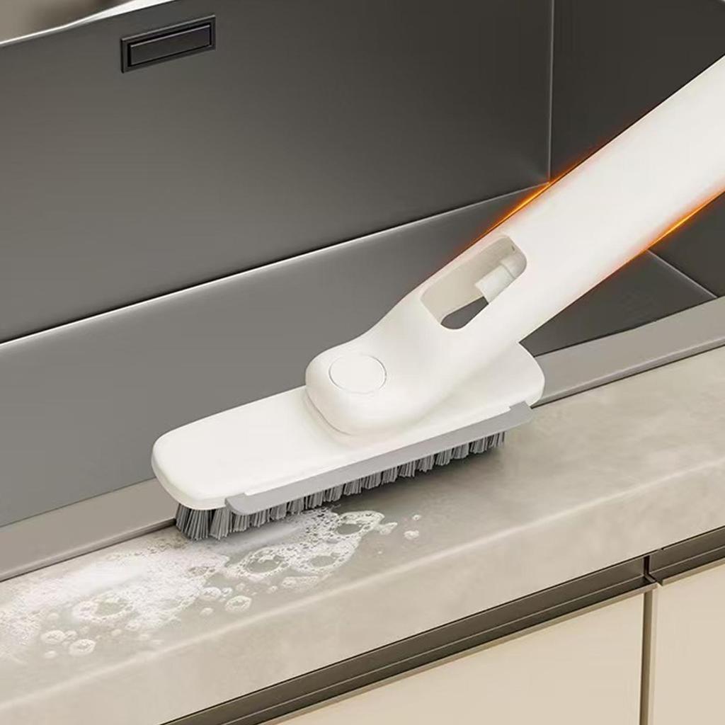 360 Rotating Hard Bristle Scrubber 3in1 Multi-Purpose Tile Cleaning Brush with Clip Scraper for Bathroom Kitchen Floors