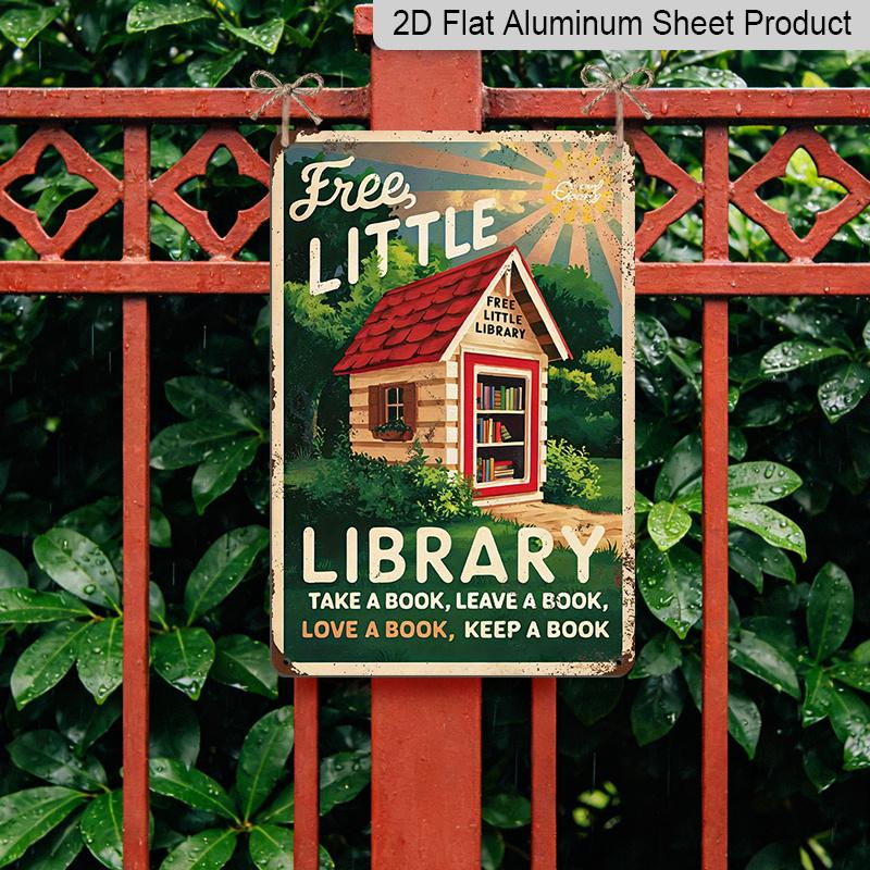 2D Flat 1pc Vintage Book Fans Metal Aluminum Sign Reading Corner Today Is A Good Day To Read Library Wall Artist Anti-Home School Library Coffee Shop
