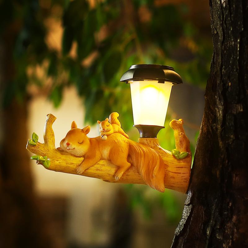 Solar LED Hanging Squirrel & Sloth Garden Light - Outdoor Decorative Cartoon Animal