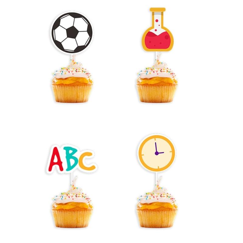 Festliche Fondant-Topper für den ersten Schultag 12 Stück Partyzubehör für Kinder Mädchen Jungen Geburtstag