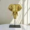 Elephant Head on Stand Gilded Decor Tabletop for Office