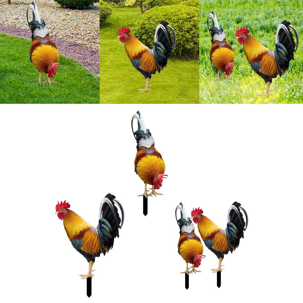 Chicken Animal Statue Stakes Acrylic Sign Floor Decoration Chicken Statue for Courtyard Yard Art Sculpture Pathway Porch Lawn