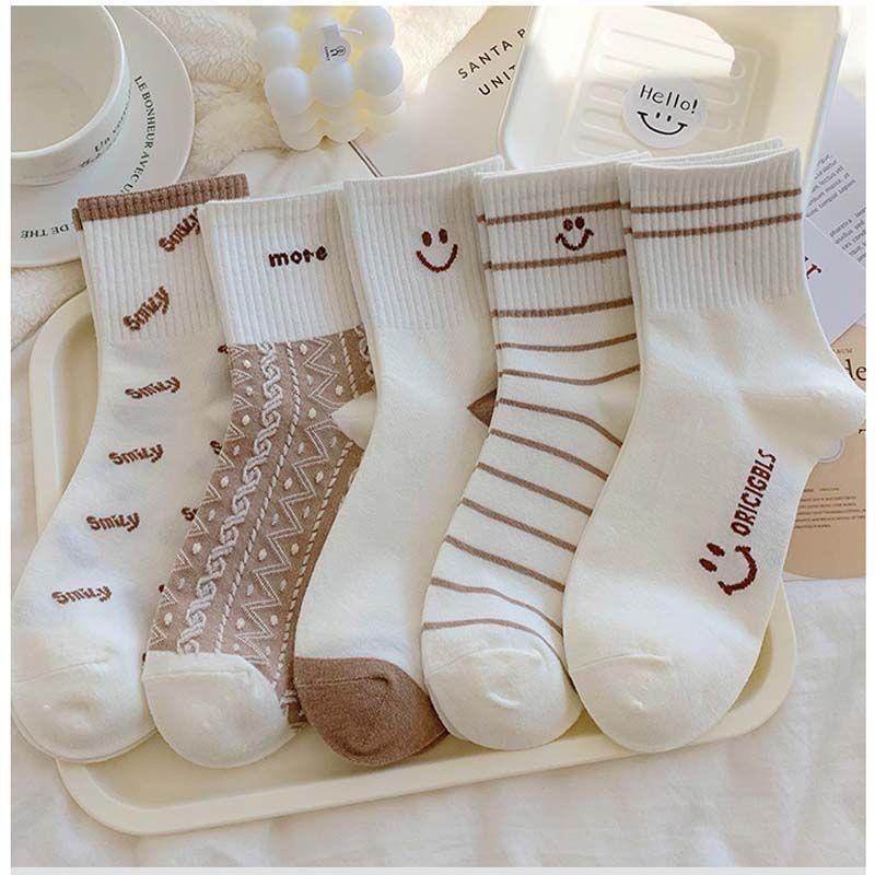 Free Shipping: Women's Mid-Tube Socks - Trendy Japanese Style for Autumn/Winter; Cute, Versatile, and Long.