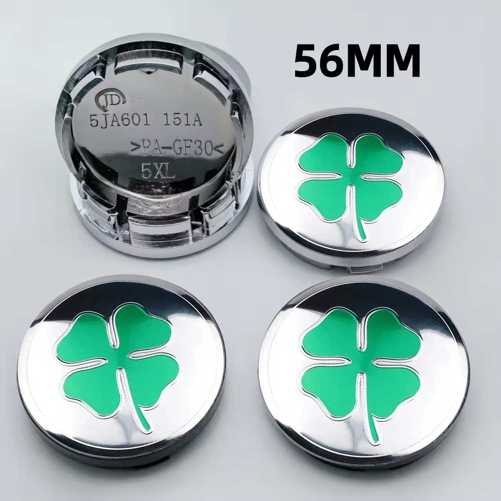 AAKM8 4PCS Universal 56MM Four Leaf Clover Car Wheel Center Hub Caps Emblem For BMW Honda NISSAN SUBARU KIA VW