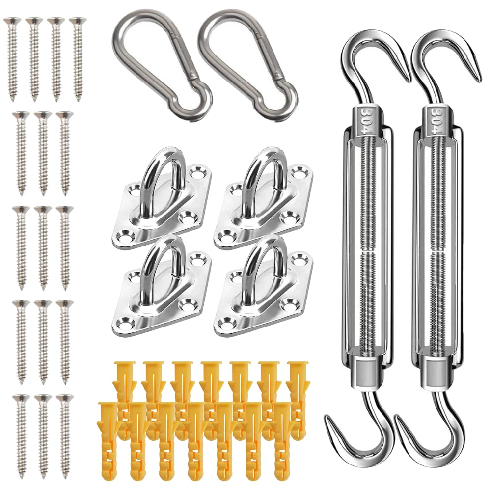 

PLEAVIT Sunshade Shade Mounting Hardware Set for Outdoor Balcony and Rain Protection, Includes Eye Plates, Pad Eyes, and Fasteners (M6)