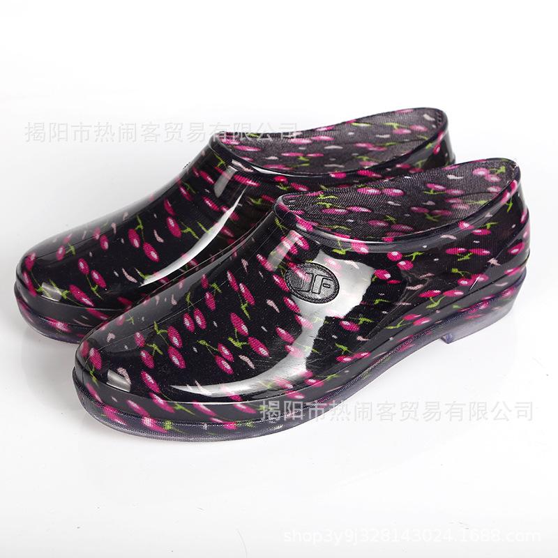 Spring and Autumn shallow mouth low-top men's and women's rain shoes bathroom cleaning work rubber shoes waterproof shoes non-slip overshoes men's