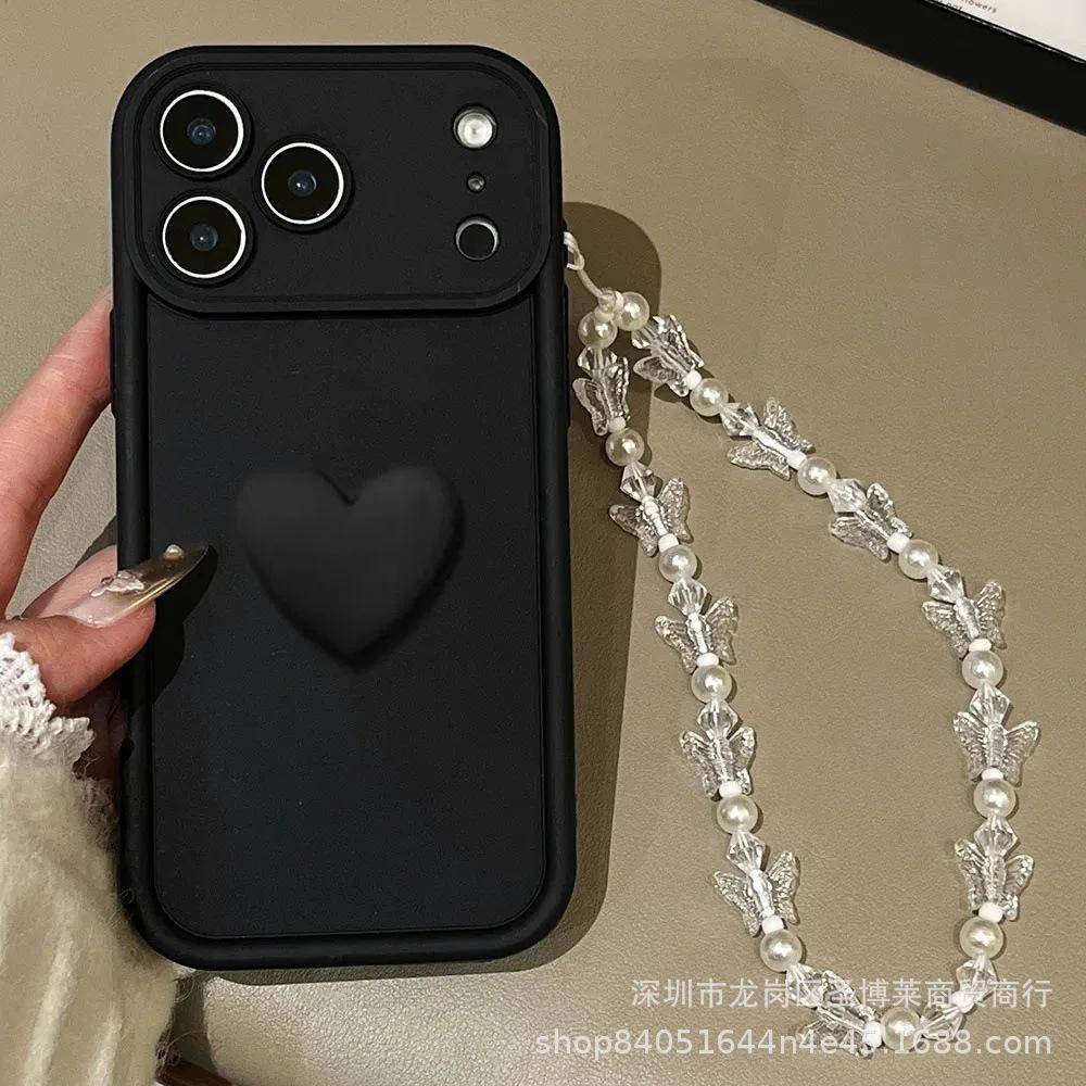 Three-dimensional Love Lanyard Is Suitable for Apple 16promax Mobile Phone Case 15plus14 Tianyan Ladder 13 Explosion 12