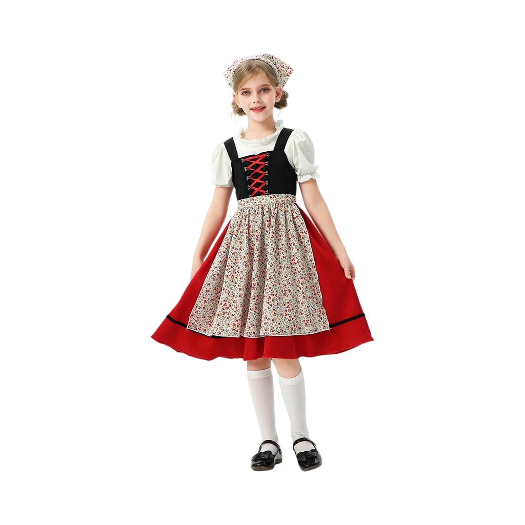 Girls' Checkered Dress - Folk Festival Costume