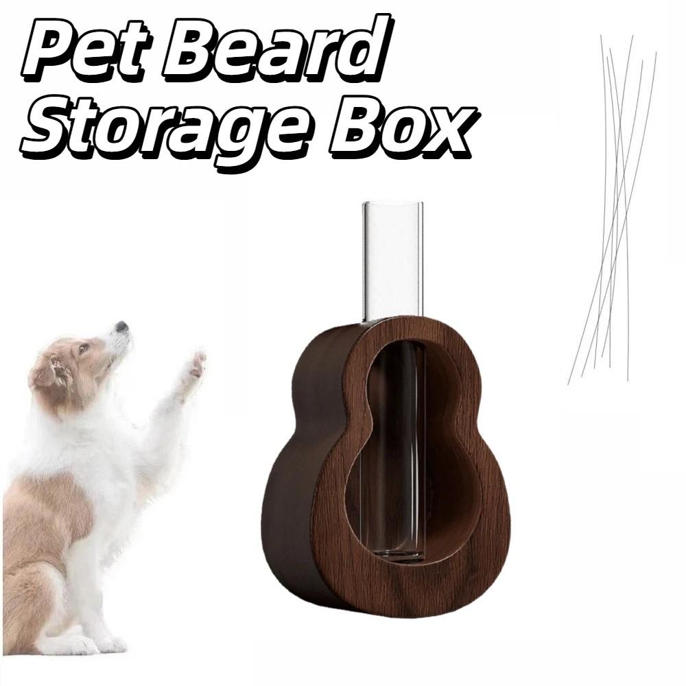 Wooden Base Cat Hair Jar Clear Tube Beard Collection Bottle Beard Storage Box Cat Hair Holder