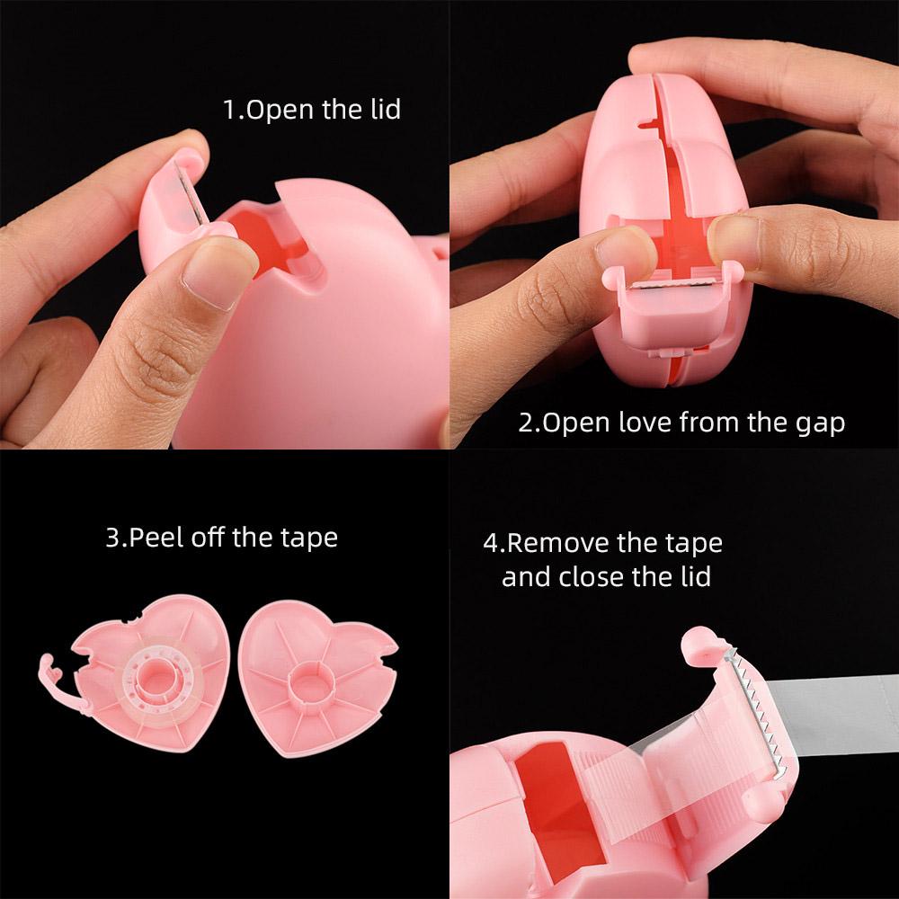 Eyelash Extensions Tape Dispenser Cutter Refill Tool Professional Lash Extension Supplies Portable Reusable Pink Makeup Accessory for Salon Home Use