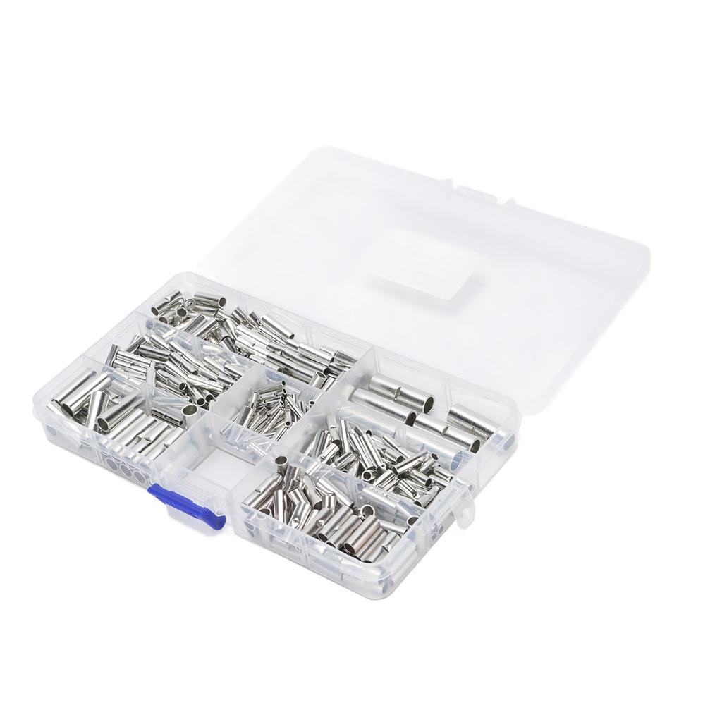 380PCS Non Insulated Butt Connectors Tinned Copper Uninsulated Wire Butt Splice Connectors for 26 to 6 AWG Wire Electrical Appliances