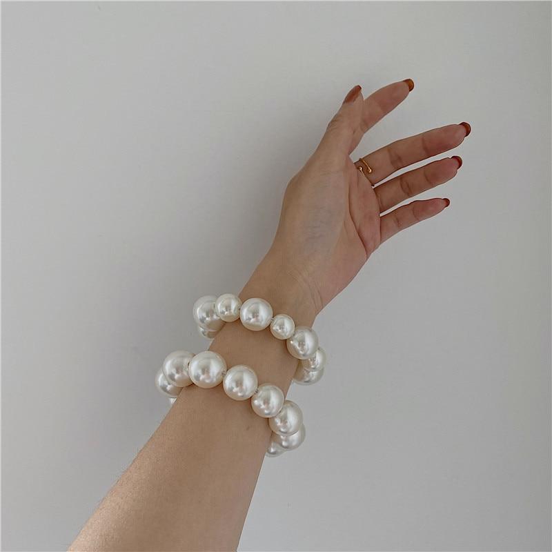 1 Pcs Woman Big Pearl Hair Ties Fashion Korean Style Hairband Scrunchies Girls Ponytail Holders Rubber Band Hair Accessories