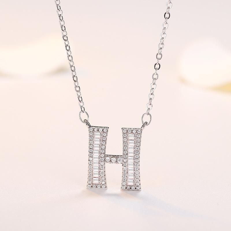 

New 925 Sterling Copper 26 letter necklace Personal name handmade Zircon For Women Wedding Charm Fashion