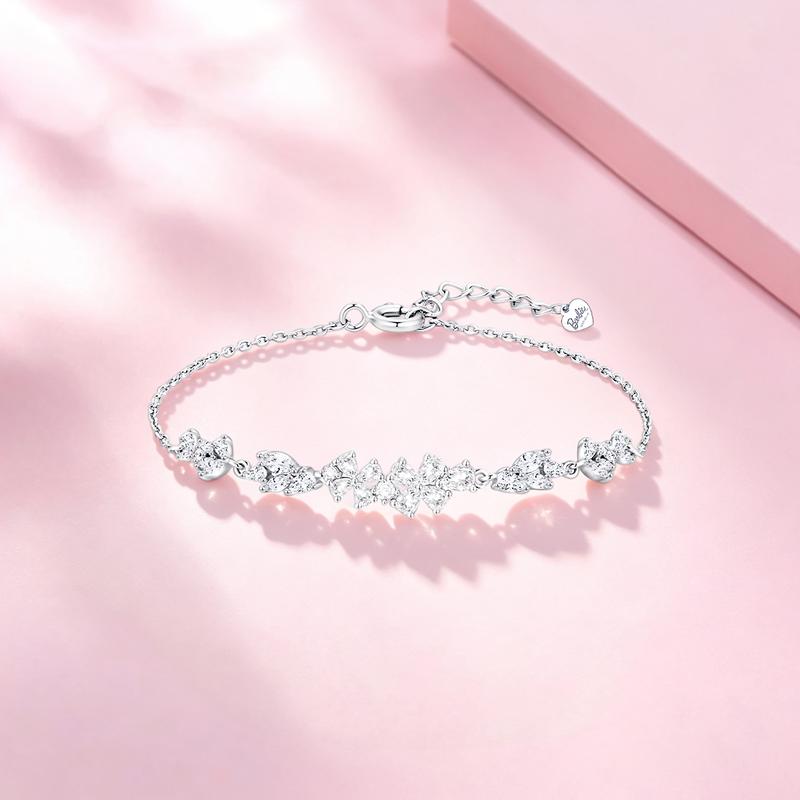 Barbie [520 Valentine's Day Limited] Flashing Butterfly Smile, Niche Luxury Confession, 999 Silver Zircon Bracelet, Women's Style BBSLGQ013