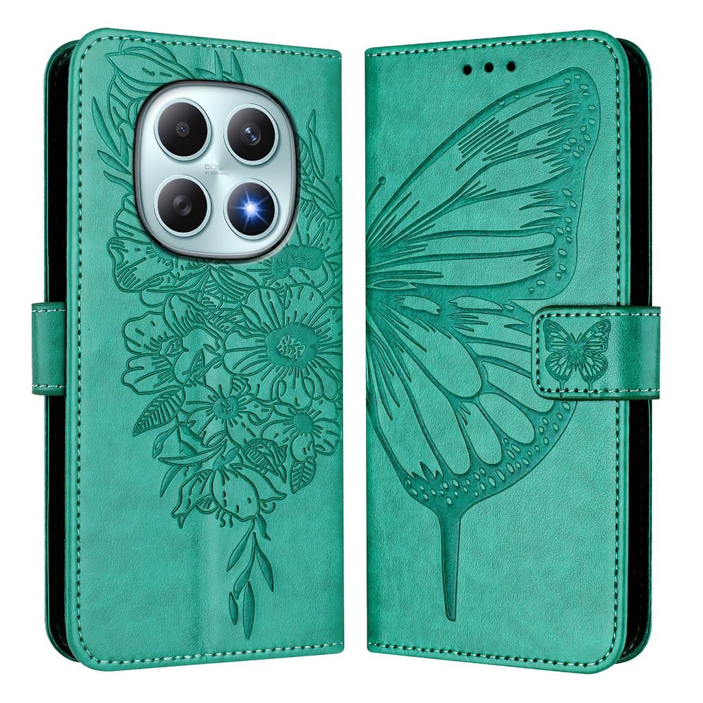 For Xiaomi Poco M8 5G/Redmi Note 15 5G (Global)/15 4G (Global) Wallet Case with Wrist Strap Butterfly Imprint Leather Phone Cover