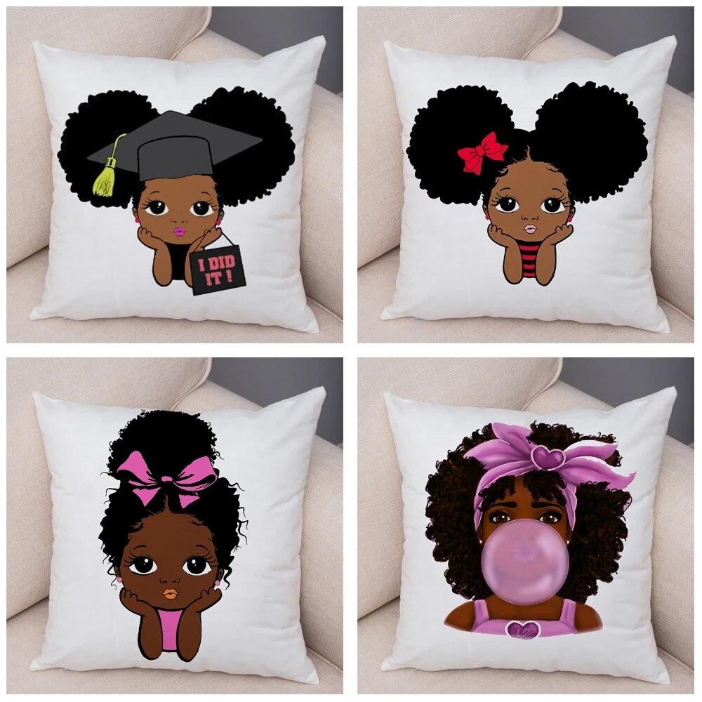 Home Decor African Baby Sofa Cushion Cover Bedroom Home Kids Room Decor Cute Cartoon Girl Pillowcase