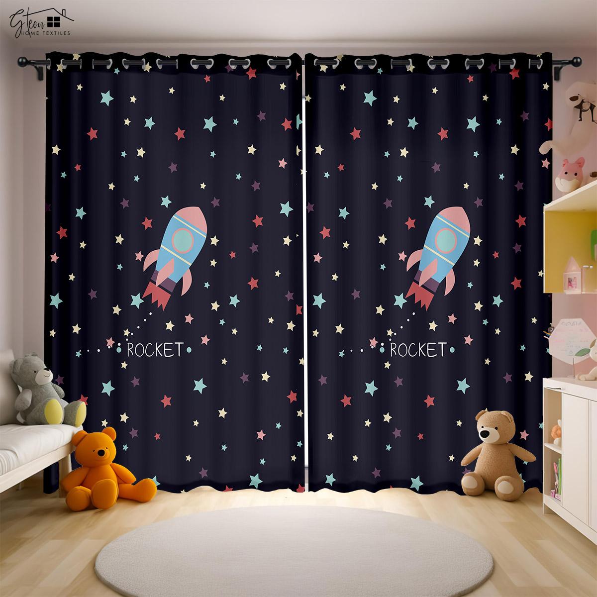 

Мультфильм Вселенная 3D Печать Шторы Космонавт Астронавт Космический корабль Ракета Планета Инопланетянин Спальня Детская комната Шторы 2 ШТ W50xH130(CM)x2PCS&Rod pocket