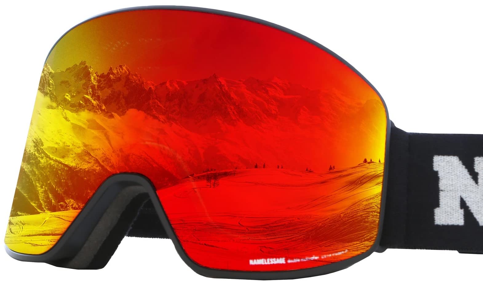

Namelessage Snowboard Wide Easy UV Made in for Men and Snowboarding and Skiing Goggles, NLA-895H, NLA-895H-3 (Red), Unisex, Lens, Anti-Fog, On/Off,