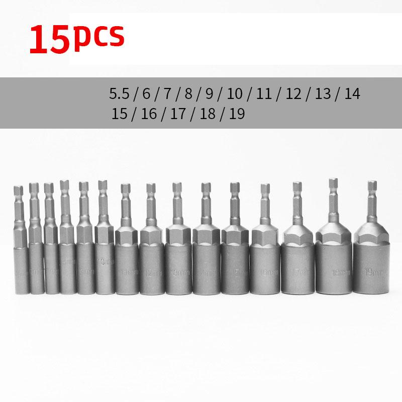 1/4" Hex Shank Nut Drivers Set 5.5mm-19mm Socket Adapter Tool Kit Nut Driver 80mm Deepen And Lengthen Wrench Repair Tools