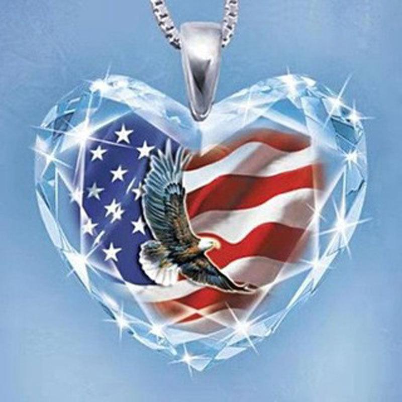 Wish Crystal Eagle Peach Heart Pendant fashion necklace