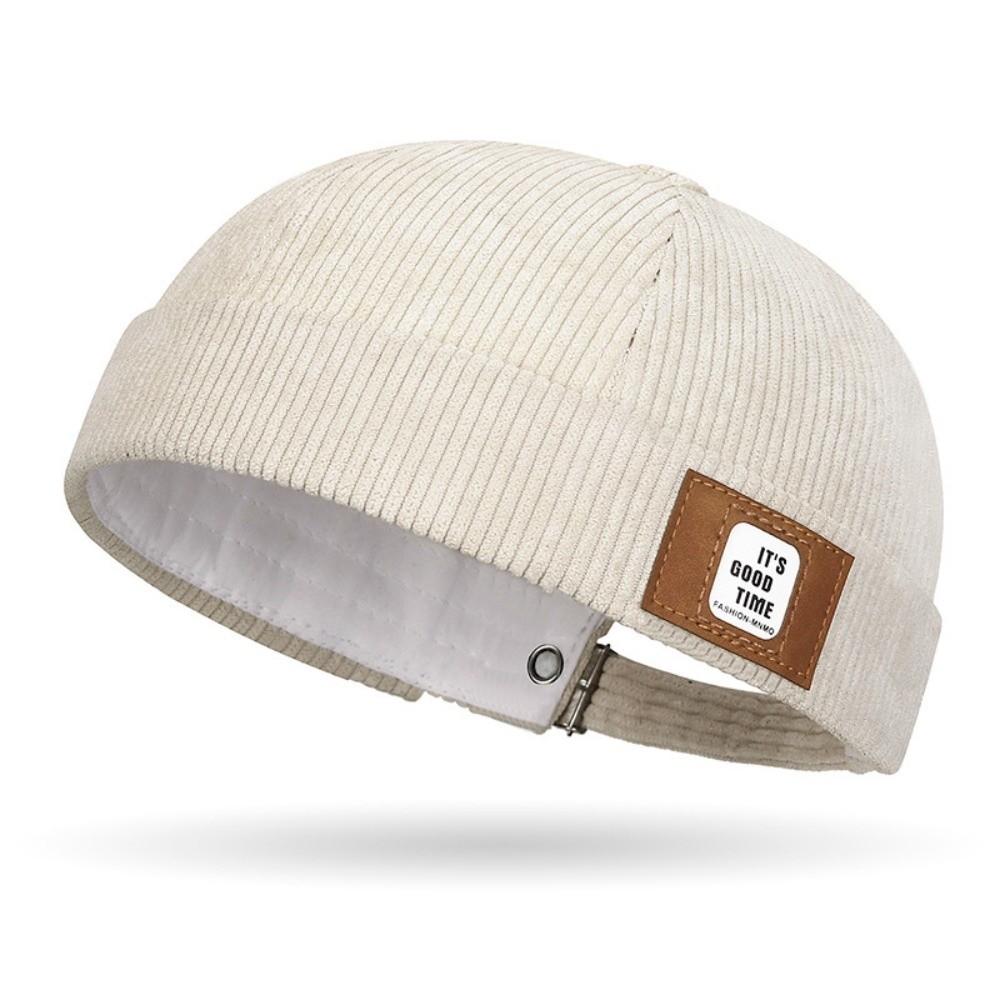 Round Vintage Docker Cap Solid Color Hip Hop Hat Multipurpose Corduroy Brimless Hat  Streetwear