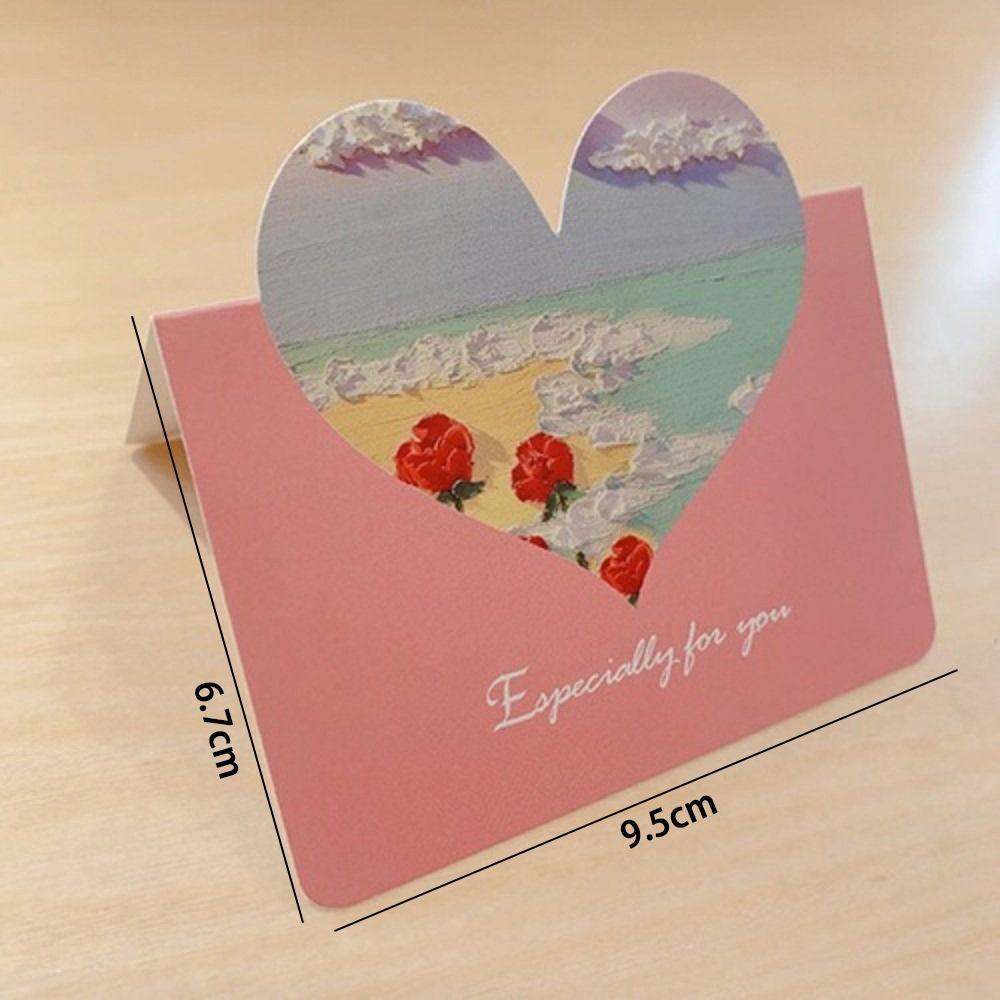 10Pcs New Heart-shaped Greeting Cards Handwritten Blank Gift Card Foldable Message Cards Various Festivals Gift Card