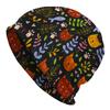 1 Unisex Street Style Cat-Themed Knitted Hat - Colorful Cartoon Cat and Plant Pattern, Durable Knitted Fabric, Comfortable Elastic Fit, Casual Outdoor