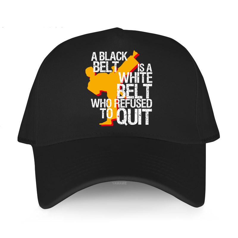 

Black Casual Boys Printed caps A BLACK BELT IS A WHITE BELT WHO REFUSED TO QUIT NNS Baseball cap men adjustable hip hop hat