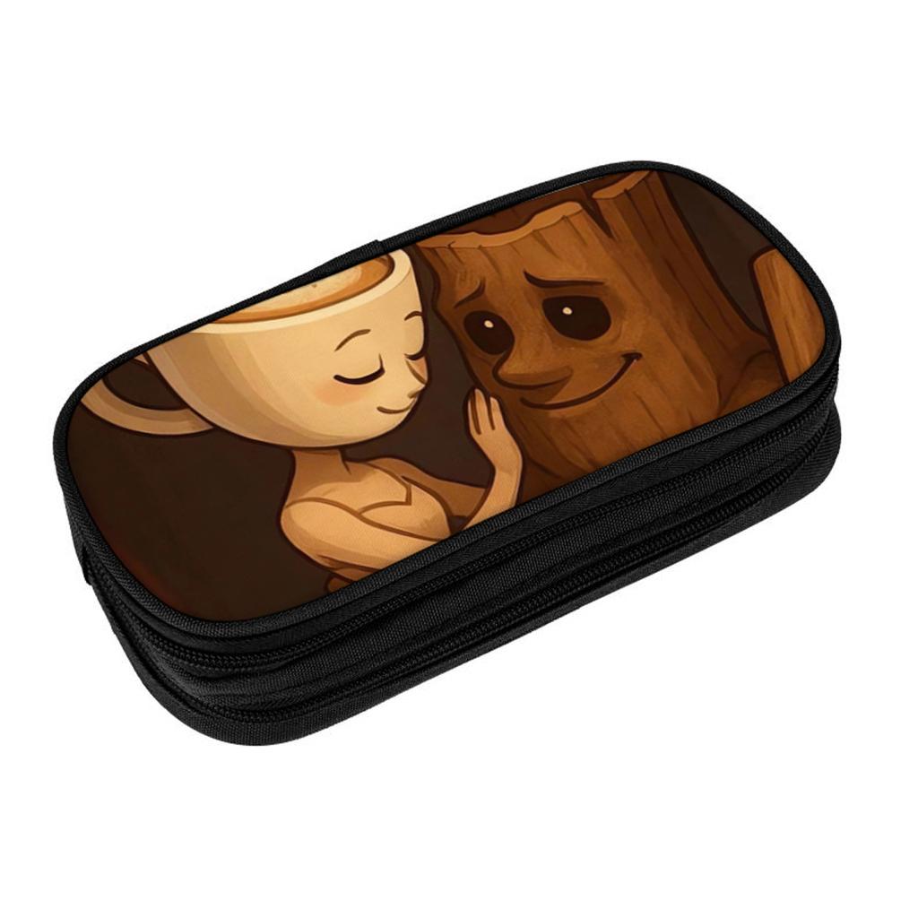 Italian Brainrot Black Multifunctional Double Layered Pen Case For Boy/Girls Best Gift 2D Flat Cartoon Pencil Case For Children