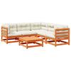 6 Piece Garden Sofa Set with Cushions Wax Brown Pine Wood